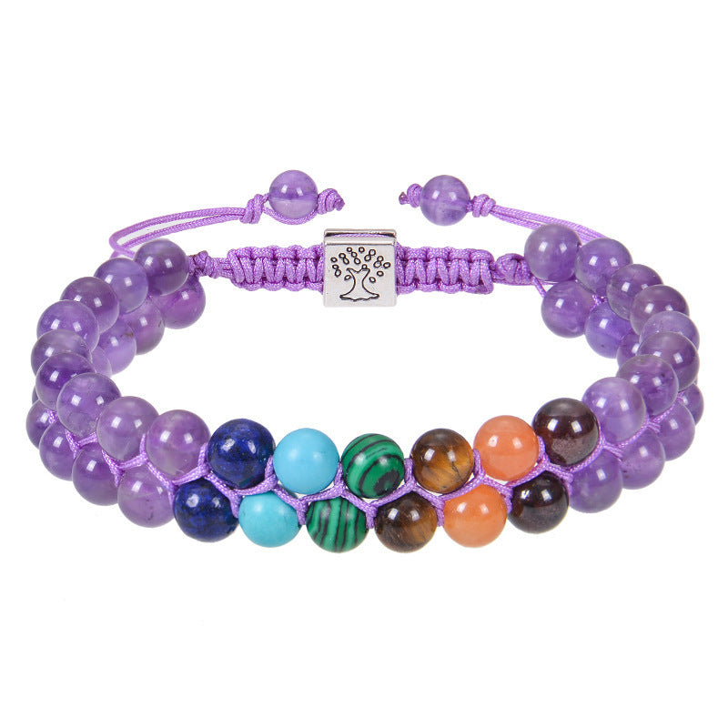 ✨ 7 Chakra Armband – Dubbelskiktat med naturliga kristaller