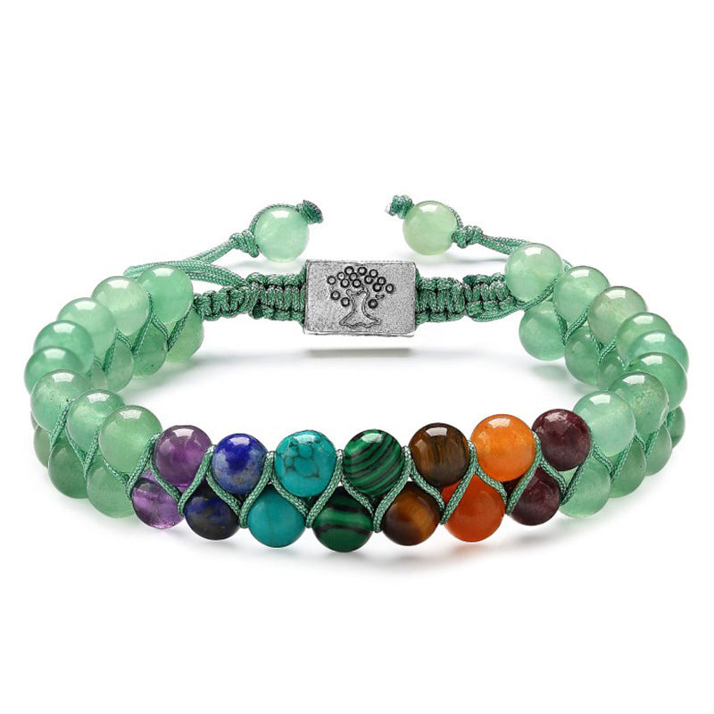 ✨ 7 Chakra Armband – Dubbelskiktat med naturliga kristaller