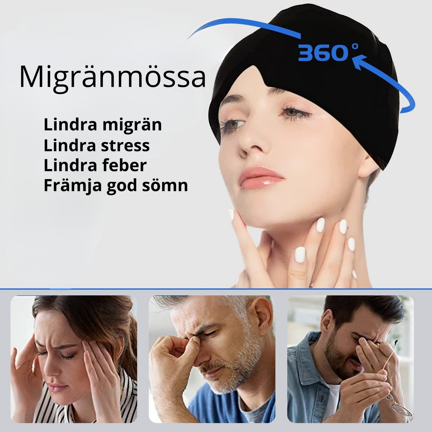 đ§ HuvudFridâ MigrĂ€nmössa med 360° Kylande Kompression