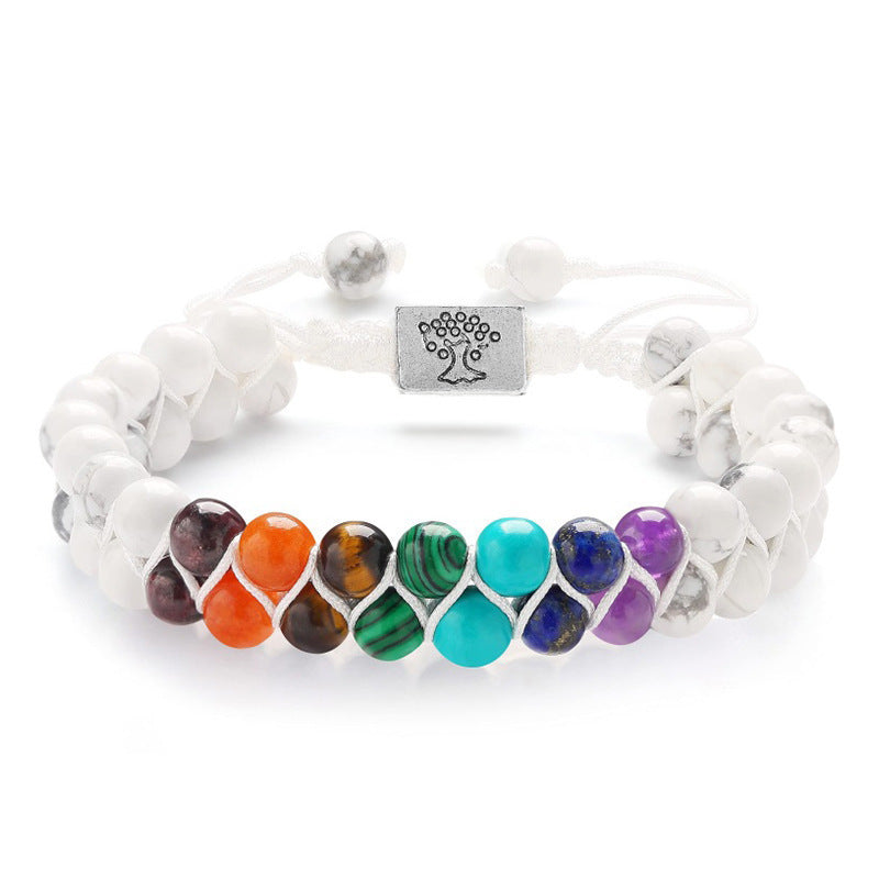 ✨ 7 Chakra Armband – Dubbelskiktat med naturliga kristaller