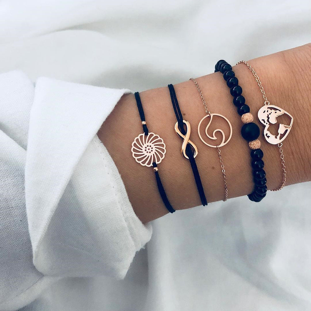 Boho Pearl Charm – Vintage-Inspirerat Armband & Armring Set
