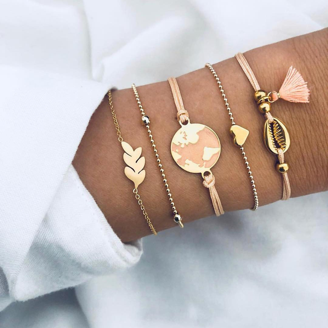 Boho Pearl Charm – Vintage-Inspirerat Armband & Armring Set