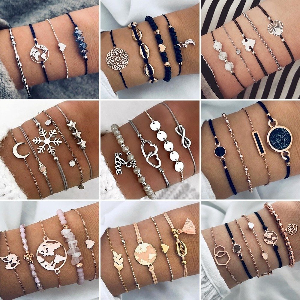 Boho Pearl Charm – Vintage-Inspirerat Armband & Armring Set