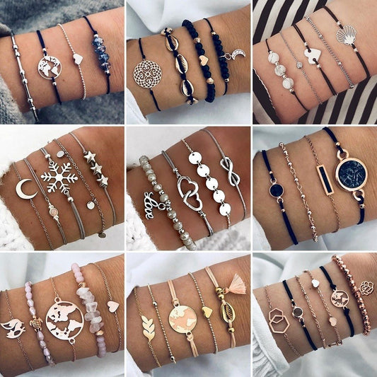 Boho Pearl Charm – Vintage-Inspirerat Armband & Armring Set
