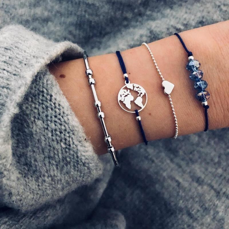 Boho Pearl Charm – Vintage-Inspirerat Armband & Armring Set