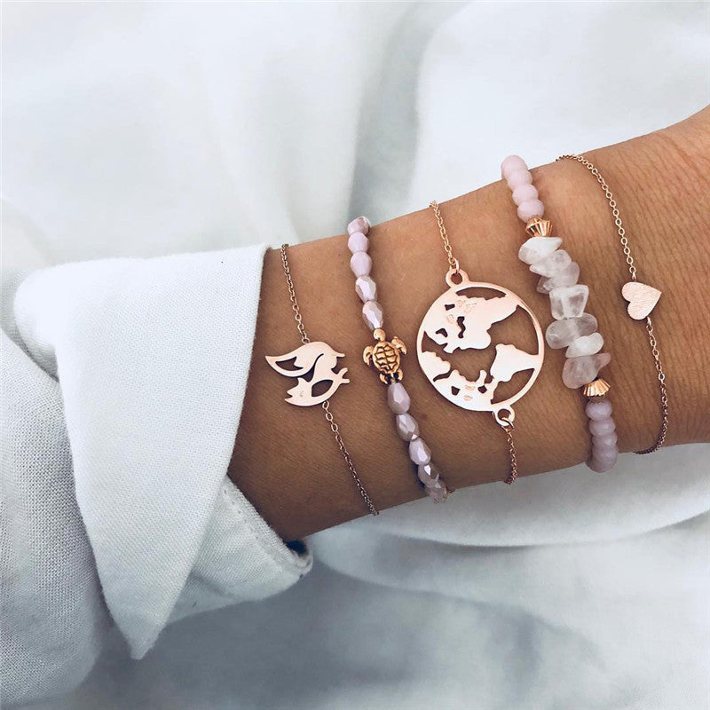 Boho Pearl Charm – Vintage-Inspirerat Armband & Armring Set