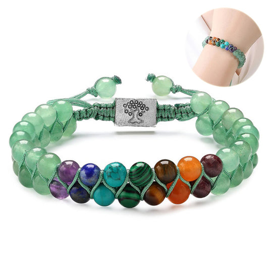 ✨ 7 Chakra Armband – Dubbelskiktat med naturliga kristaller