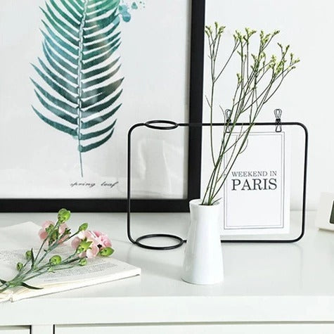 Kreativt Järnställ med vas – Fotoram med Klämma för Vykort & Tryck