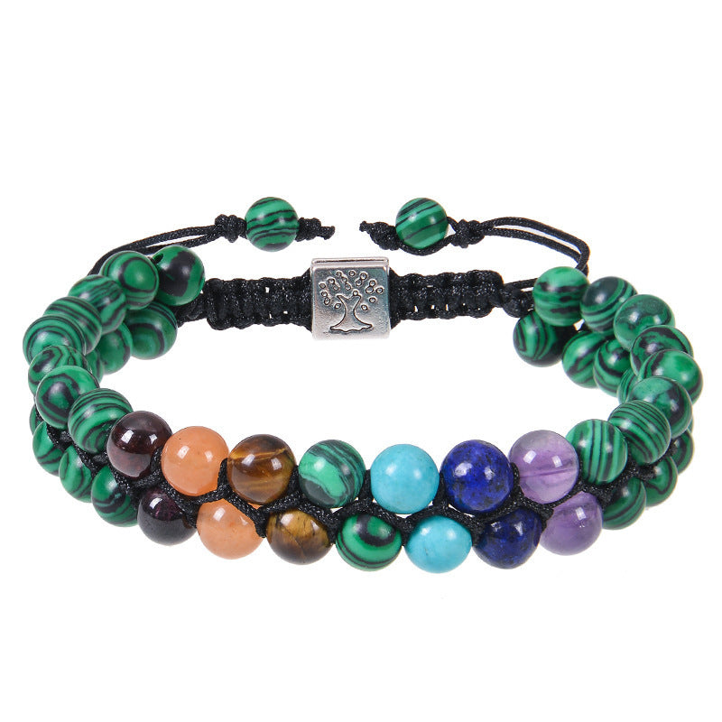 ✨ 7 Chakra Armband – Dubbelskiktat med naturliga kristaller