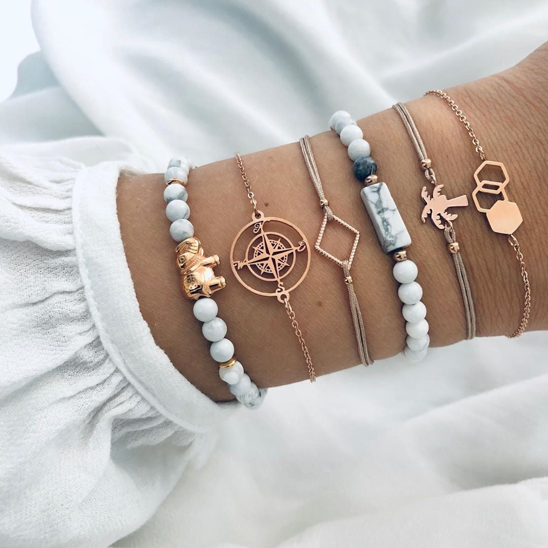 Boho Pearl Charm – Vintage-Inspirerat Armband & Armring Set