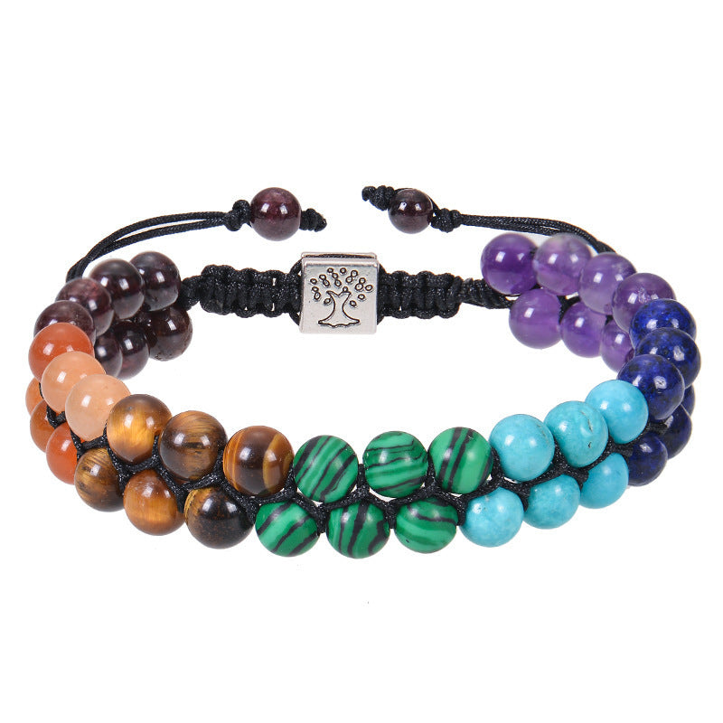 ✨ 7 Chakra Armband – Dubbelskiktat med naturliga kristaller