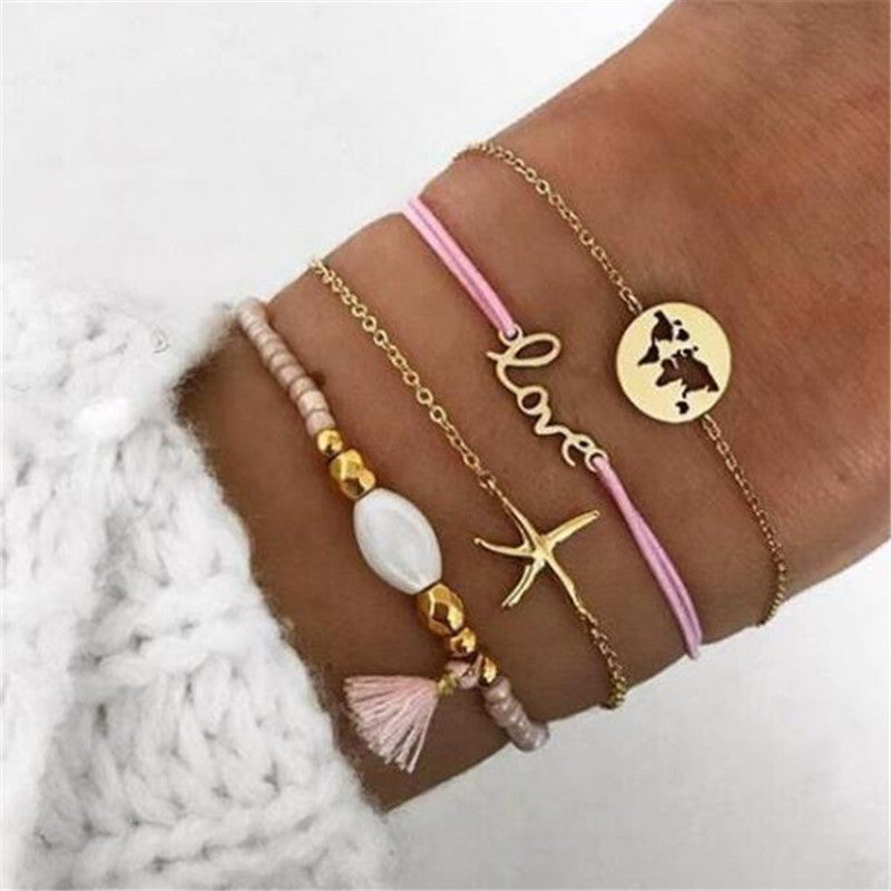 Boho Pearl Charm – Vintage-Inspirerat Armband & Armring Set