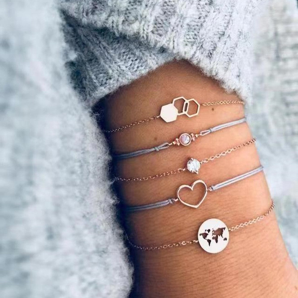 Boho Pearl Charm – Vintage-Inspirerat Armband & Armring Set