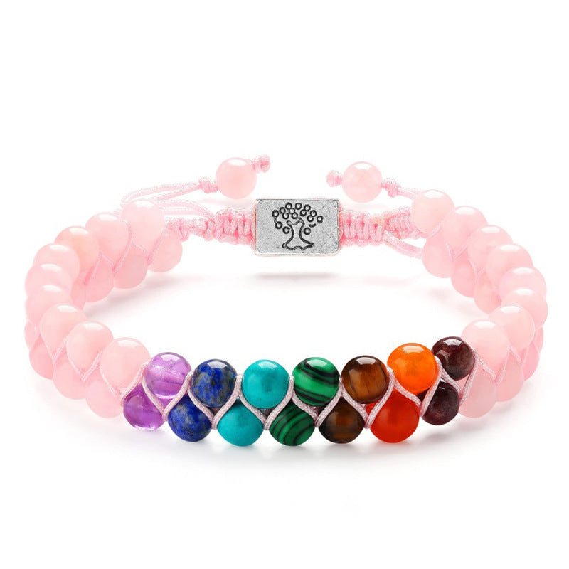 ✨ 7 Chakra Armband – Dubbelskiktat med naturliga kristaller