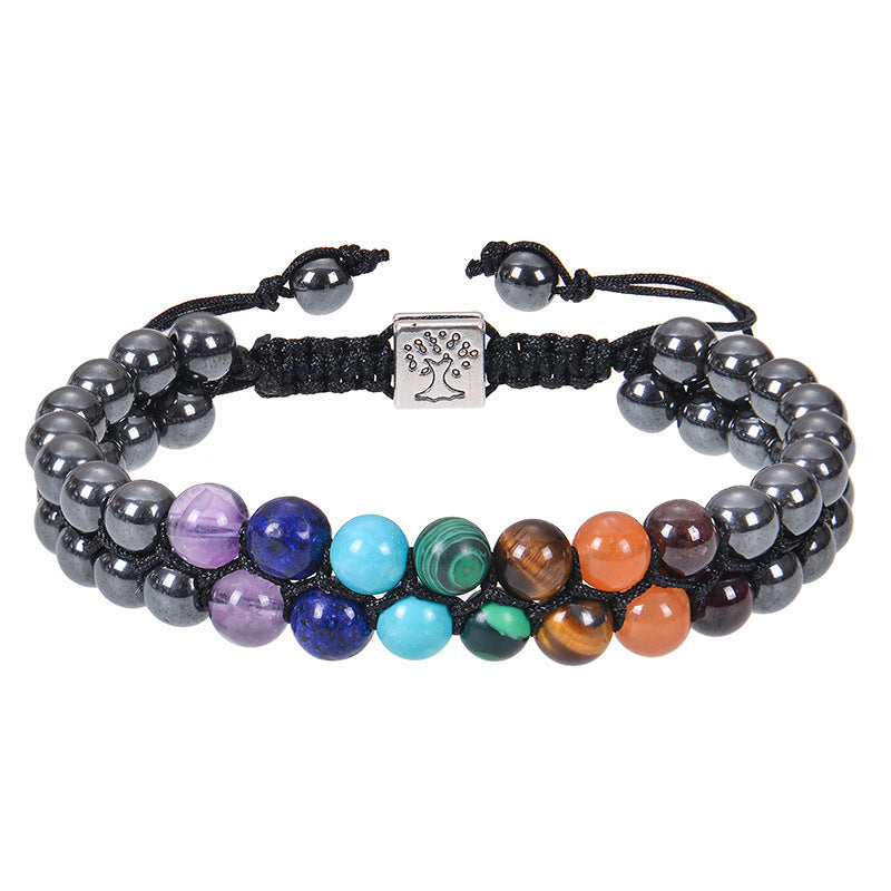 ✨ 7 Chakra Armband – Dubbelskiktat med naturliga kristaller