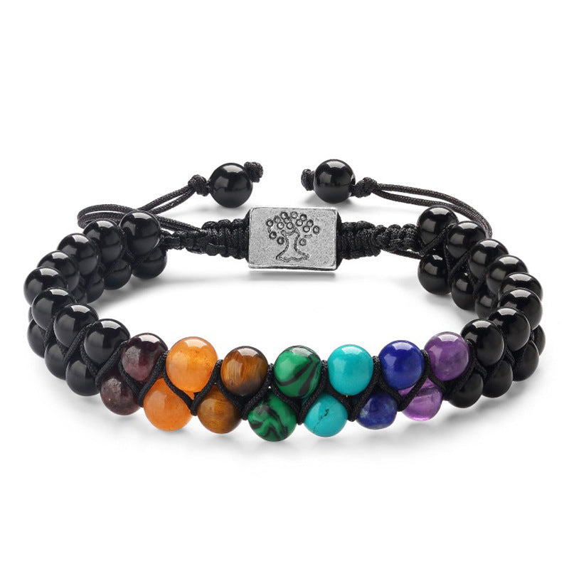 ✨ 7 Chakra Armband – Dubbelskiktat med naturliga kristaller
