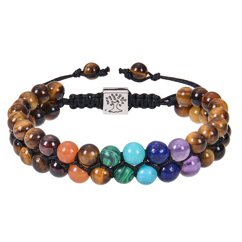 ✨ 7 Chakra Armband – Dubbelskiktat med naturliga kristaller